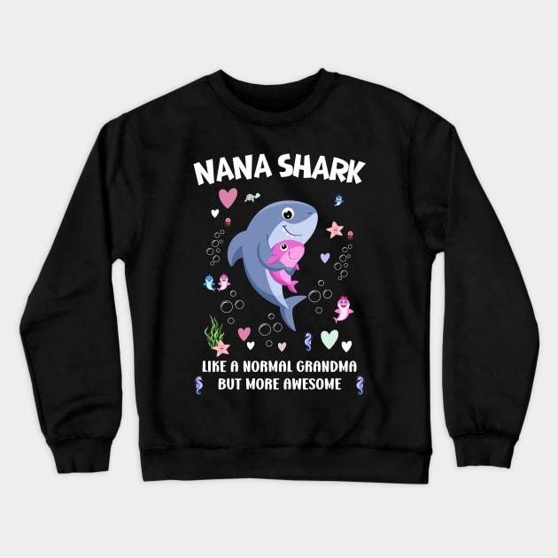 Nana shark Like a Grandma Only More Awesome Mother's Day Nana Crewneck Sweatshirt by Emouran